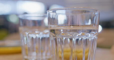 A glass of water in restaurant