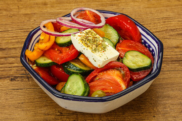 Traditional Greek salad with feta cheese