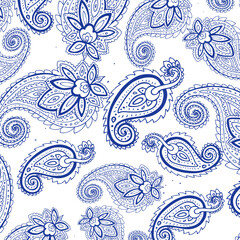 Paisley Ornamental seamless pattern. Vector fabric background