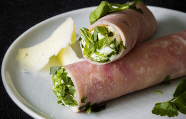 ham, cheese and parsley rolls