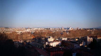 Fototapeta na wymiar Aerial panoramic view of Rome, Italy. Skyline of old Roma city.