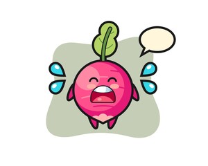 radish cartoon illustration with crying gesture