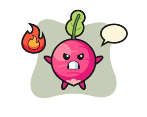 radish character cartoon with angry gesture