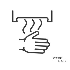Obraz premium Hands washing flat icon. Pictogram for web. Line stroke. Isolated on white background. Vector eps10. Clear hands.
