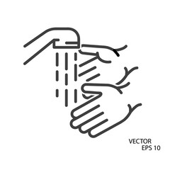 Hands washing flat icon. Pictogram for web. Line stroke. Isolated on white background. Vector eps10. Clear hands.