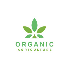 Green Nature logo vector design with organic style for agriculture and botanical