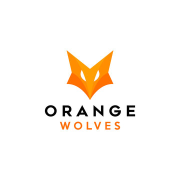 wolf head logo vector design with modern and geometric style for tech companies and apps