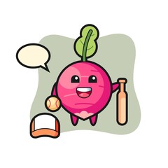 Cartoon character of radish as a baseball player