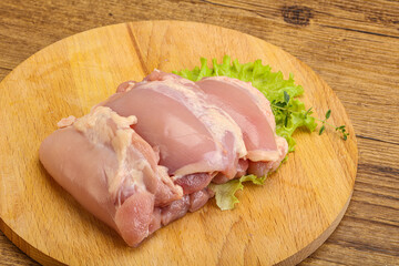 Raw chicken boneless and skinless leg