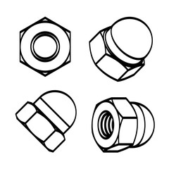 Set nuts with domed cup. Vector illustration © Serhii