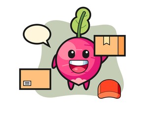 Mascot Illustration of radish as a courier