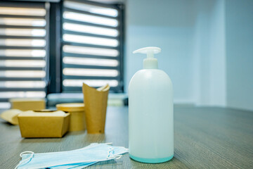 Food delivered on grey table