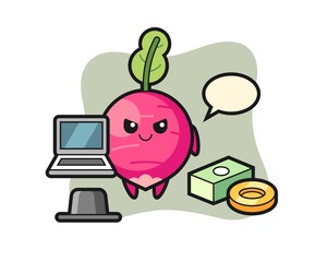 Mascot Illustration of radish as a hacker