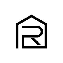 Creative modern minimalist house with P,R sign logo design template 