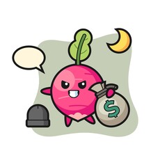 Illustration of radish cartoon is stolen the money