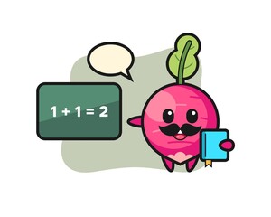 Illustration of radish character as a teacher