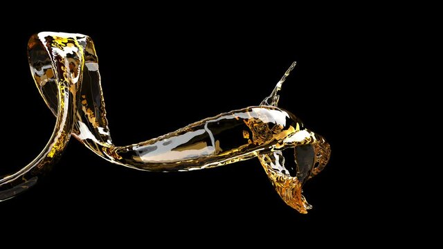 Beer jet stream in 3d style on black Liquid splash