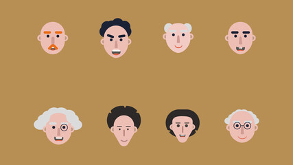 Fototapeta premium set of funny faces with expressions. Funny cartoon faces set. Isolated vector.