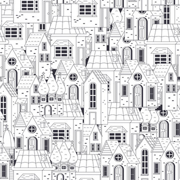 House seamless pattern vector background for wallpaper, wrapping, packing, and backdrop.