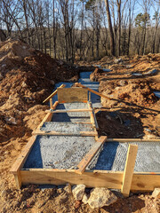 Concrete foundation for a new house