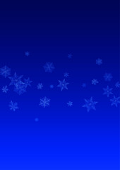 Gray Snowflake Vector Blue Background. Light Snowfall Backdrop. White Winter Illustration. Sky Snow Design.