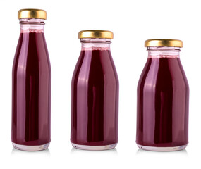 Bottles of juice isolated over white background with clipping path.