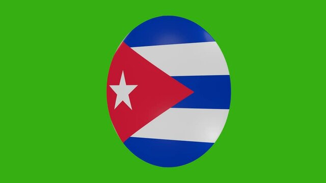 3d rendering of a Cuba flag icon rotating on itself on a chroma background