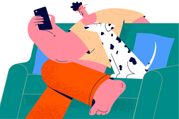 Spending time at home with pet concept