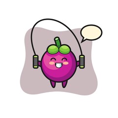mangosteen character cartoon with skipping rope 