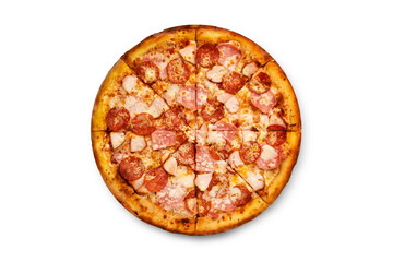 big tasty pizza on a white background