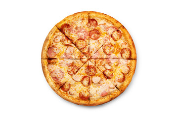 big tasty pizza on a white background