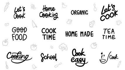 Cooking handwritten set with elements