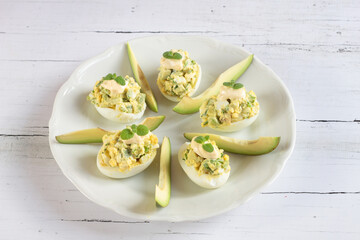 Eggs stuffed with avocado paste