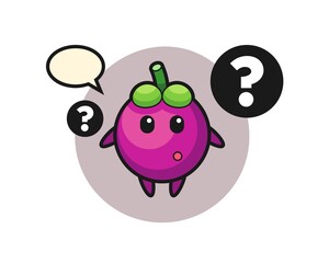 Cartoon Illustration of mangosteen with the question mark
