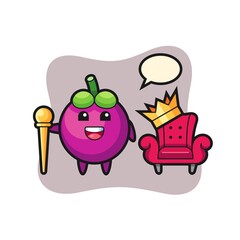 Mascot cartoon of mangosteen as a king