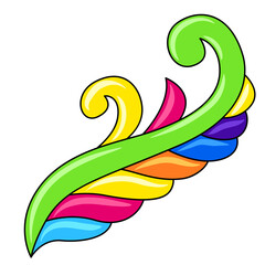 Decorative ornamental curl. Mexican ceramic cute naive art.