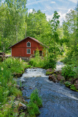 View of the rapids of Immila (Immilankoski) and old mill, Lahti area, Finland