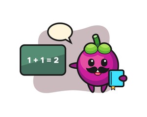 Illustration of mangosteen character as a teacher