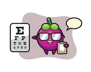 Illustration of mangosteen mascot as a ophthalmology