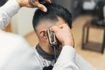 Fototapeta premium Hairdressing and barbershop, artistic and youthful cutting styles.