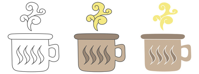 coffee design vector illustration. hand drawn element. black and white outline