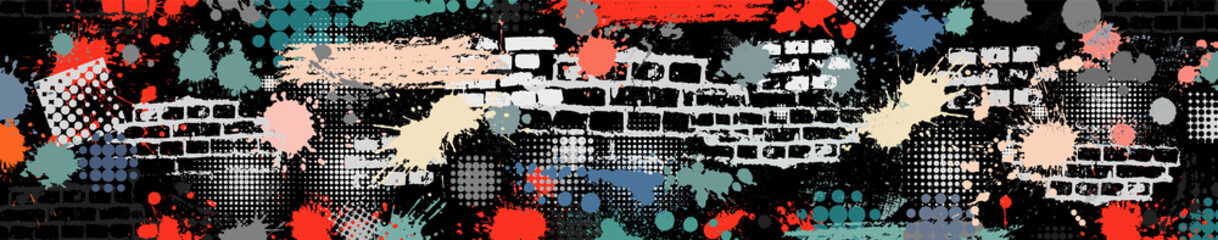 Horizontal background from blots. Long vintage background . Vector illustration