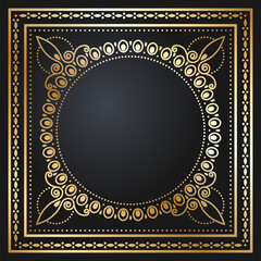 Beautiful round and square golden frame. Festive design. Vintage gold border. Vector illustration EPS10.