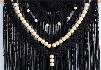 Black macrame with beads