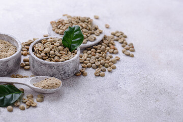 Fresh organic green coffee beans.