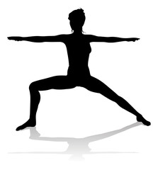 Fototapeta na wymiar Yoga Pilates Pose Woman Silhouette