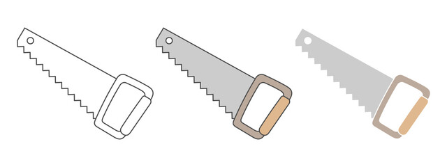 saw design vector illustration. hand drawn element. black and white outline