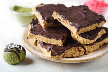 Energy bars with peanut butter and chocolate
