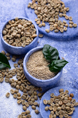 Fresh organic green coffee beans.