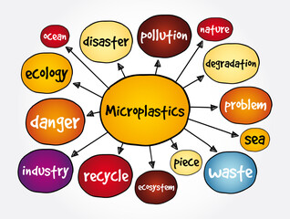 Microplastics mind map, concept for presentations and reports